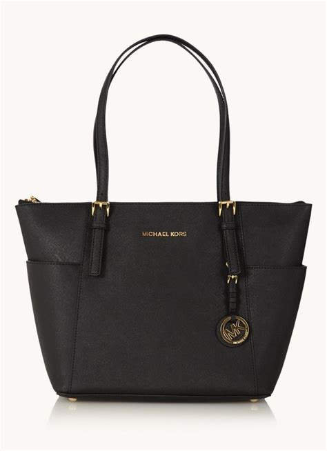 Michael Kors Jet Set schoudertas van leer • Zwart